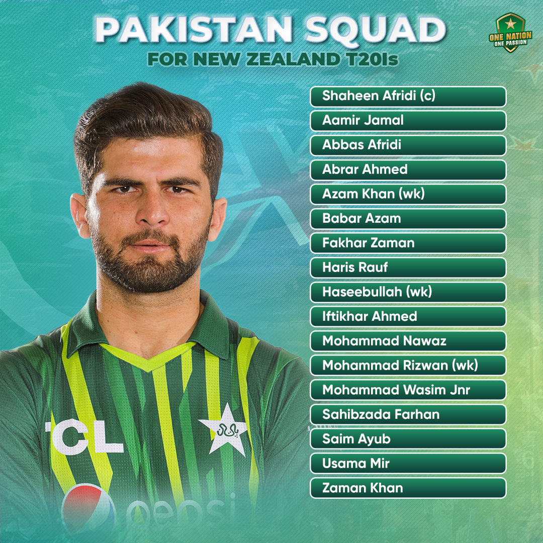 Shaheen Afridi to lead 17-member Pakistan squad in New Zealand T20I series