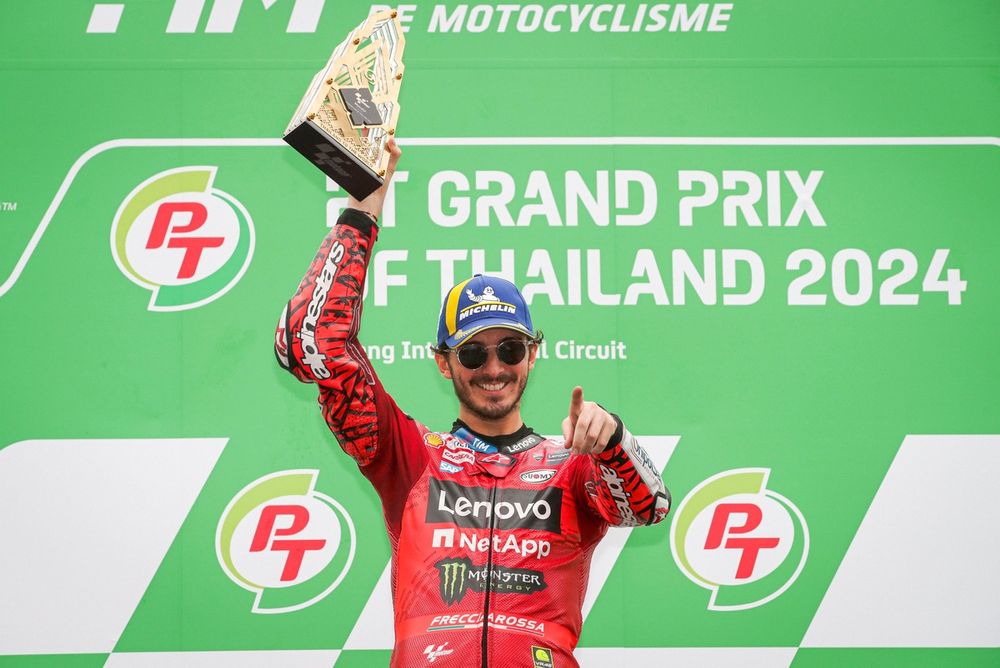 Bagnaia edges closer to Martin with victory in rain-hit Thai MotoGP