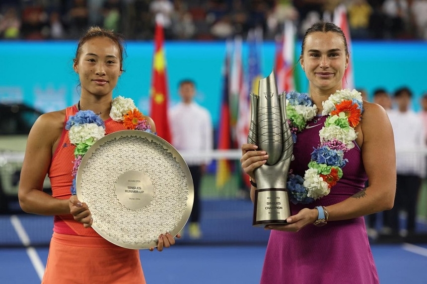 Sabalenka wins third straight Wuhan Open title after beating home favourite Zheng