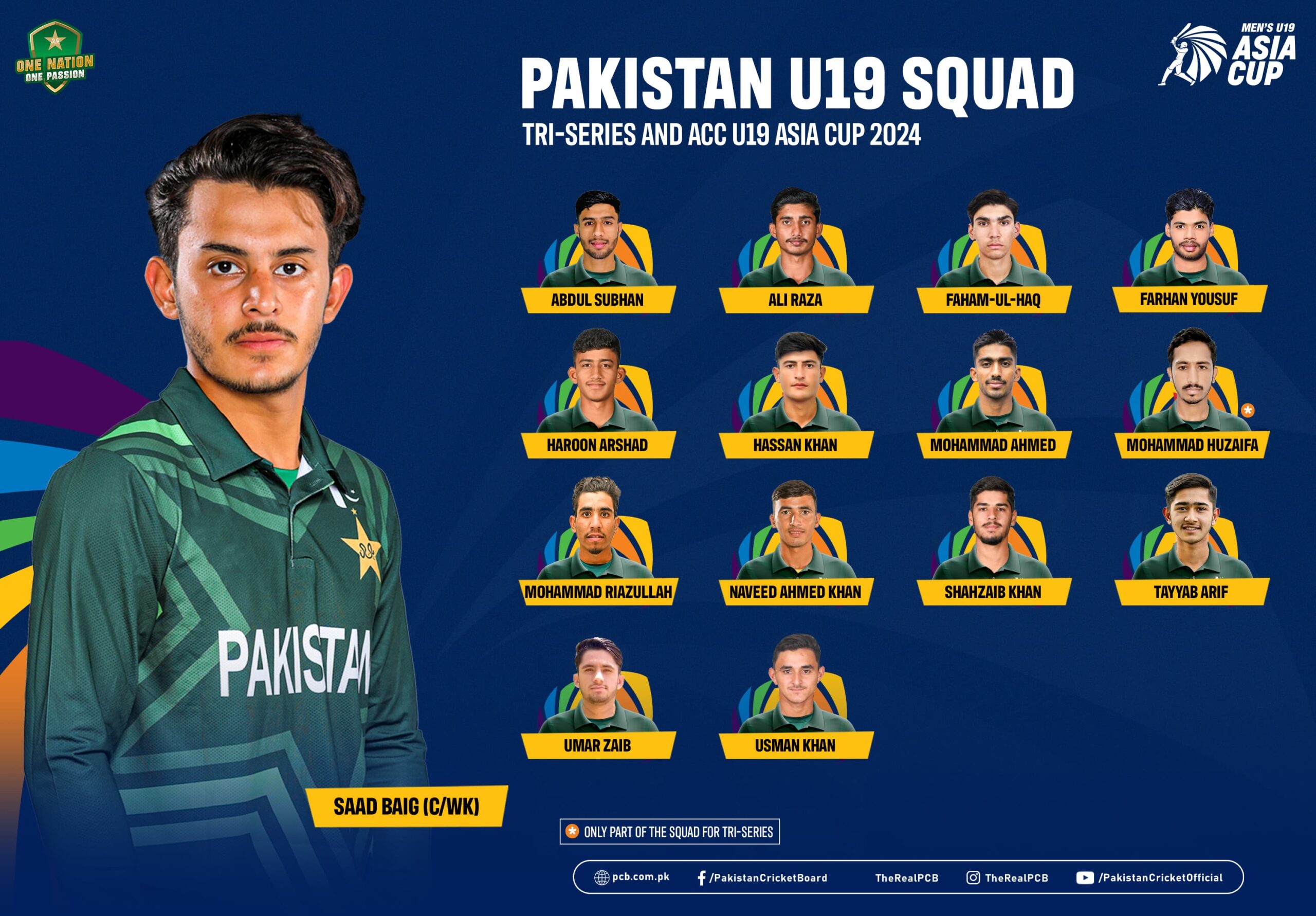 Pakistan Under-19 squad named for UAE tour