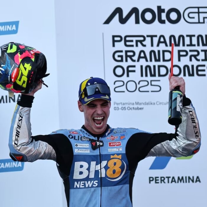Rookie Aldeguer wins Indonesia GP as Marquez, Bezzecchi crash