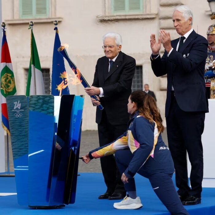 Winter Games flame lit at Italy’s presidential palace