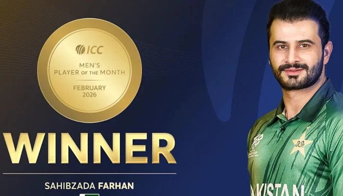 Pakistan’s Farhan named ICC Player of the Month after record World Cup run