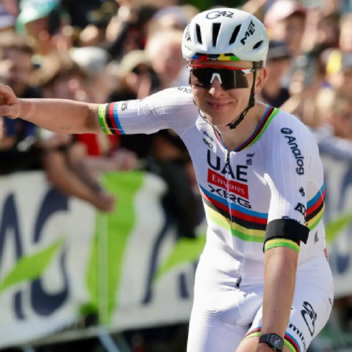 Pogacar outlasts debutant Seixas to claim third straight Liege cycling title