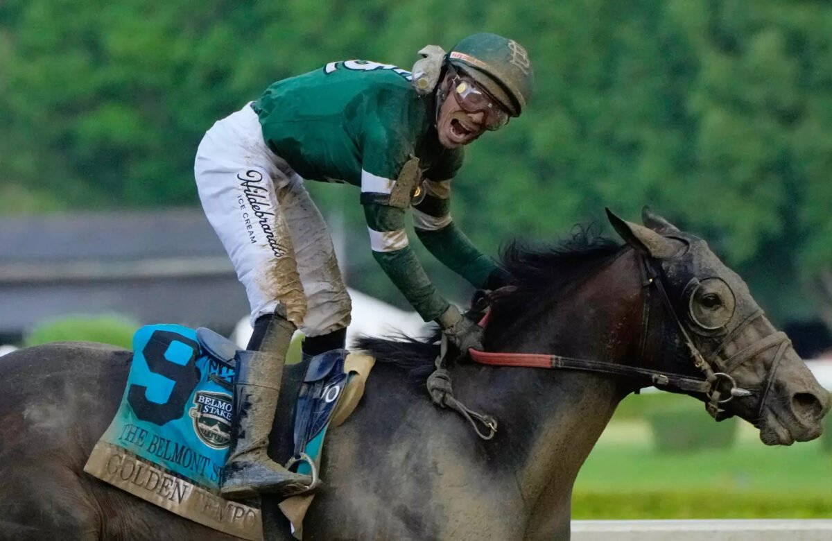 Golden Tempo wins 158th Belmont Stakes, winning first and third legs of Triple Crown